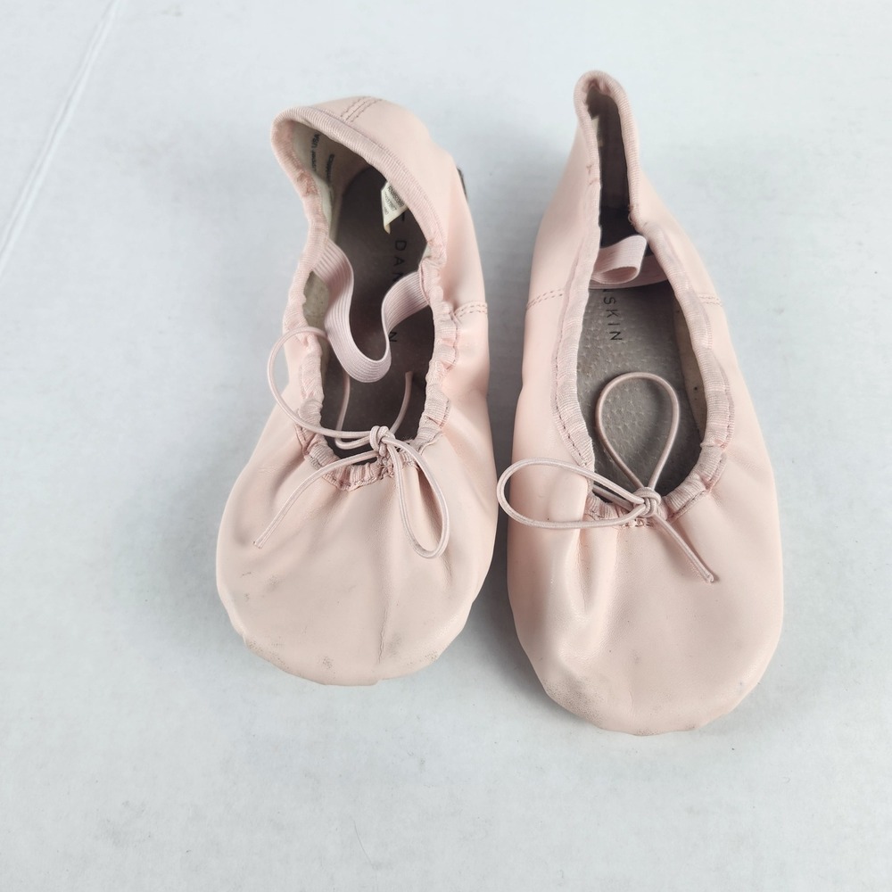 Danskin Girls Pink Leather Ballet Slippers Full Sole Dance Shoes Size 1